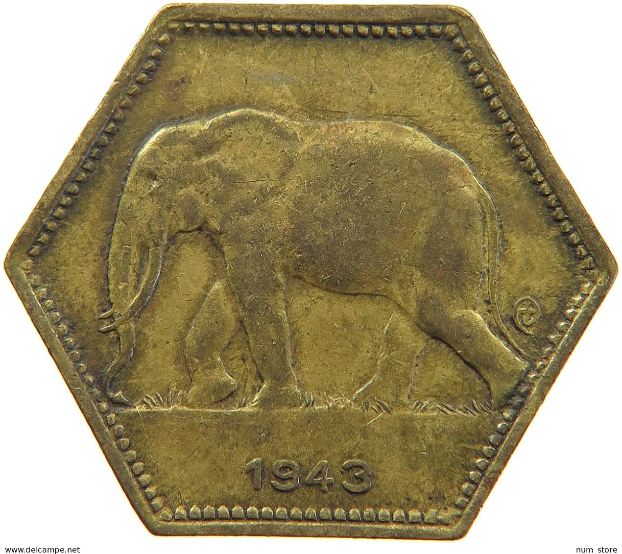 BELGIAN CONGO 2 FRANCS 1943  #t159 0281 - 1934-1945: Leopoldo III