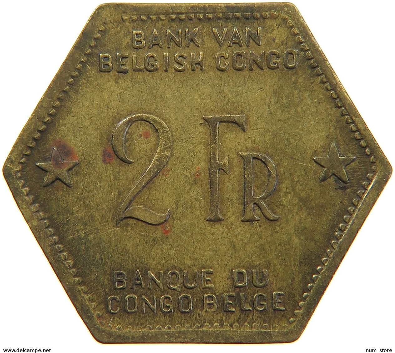 BELGIAN CONGO 2 FRANCS 1943  #t159 0275 - 1934-1945: Leopoldo III