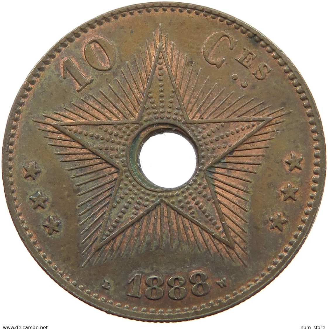 BELGIAN CONGO 10 CENTIMES 1888  #t126 0341 - 1885-1909: Leopoldo II