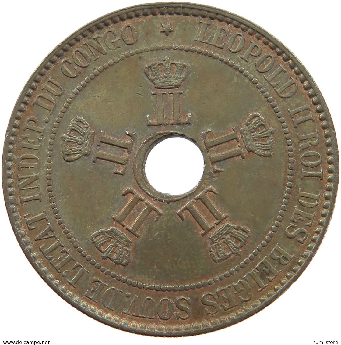 BELGIAN CONGO 10 CENTIMES 1888  #t126 0341 - 1885-1909: Leopold II.