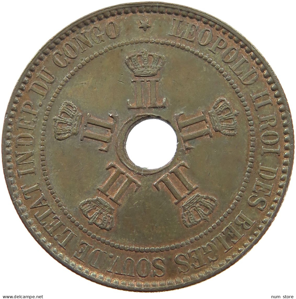 BELGIAN CONGO 10 CENTIMES 1888  #t126 0341 - 1885-1909: Leopold II
