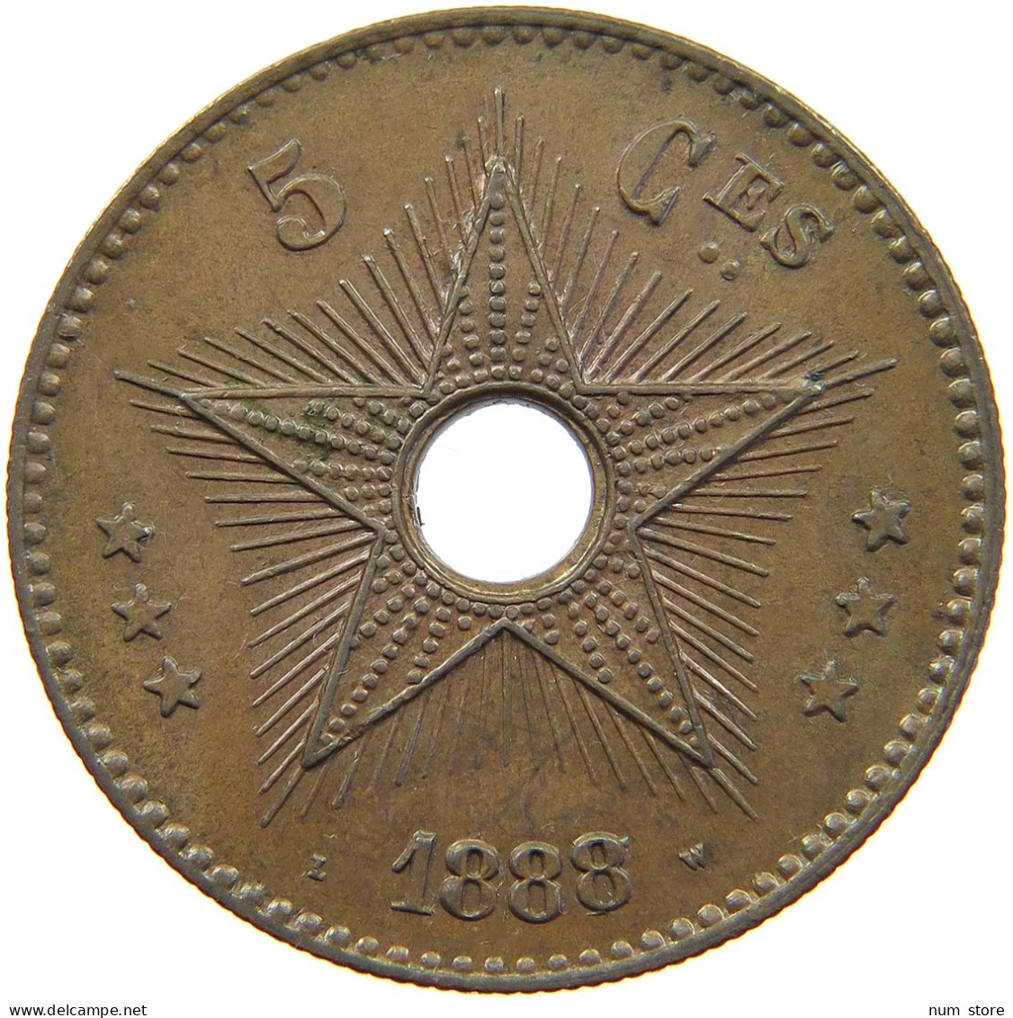 BELGIAN CONGO 5 CENTIMES 1888  #t077 0511 - 1910-1934: Albert I