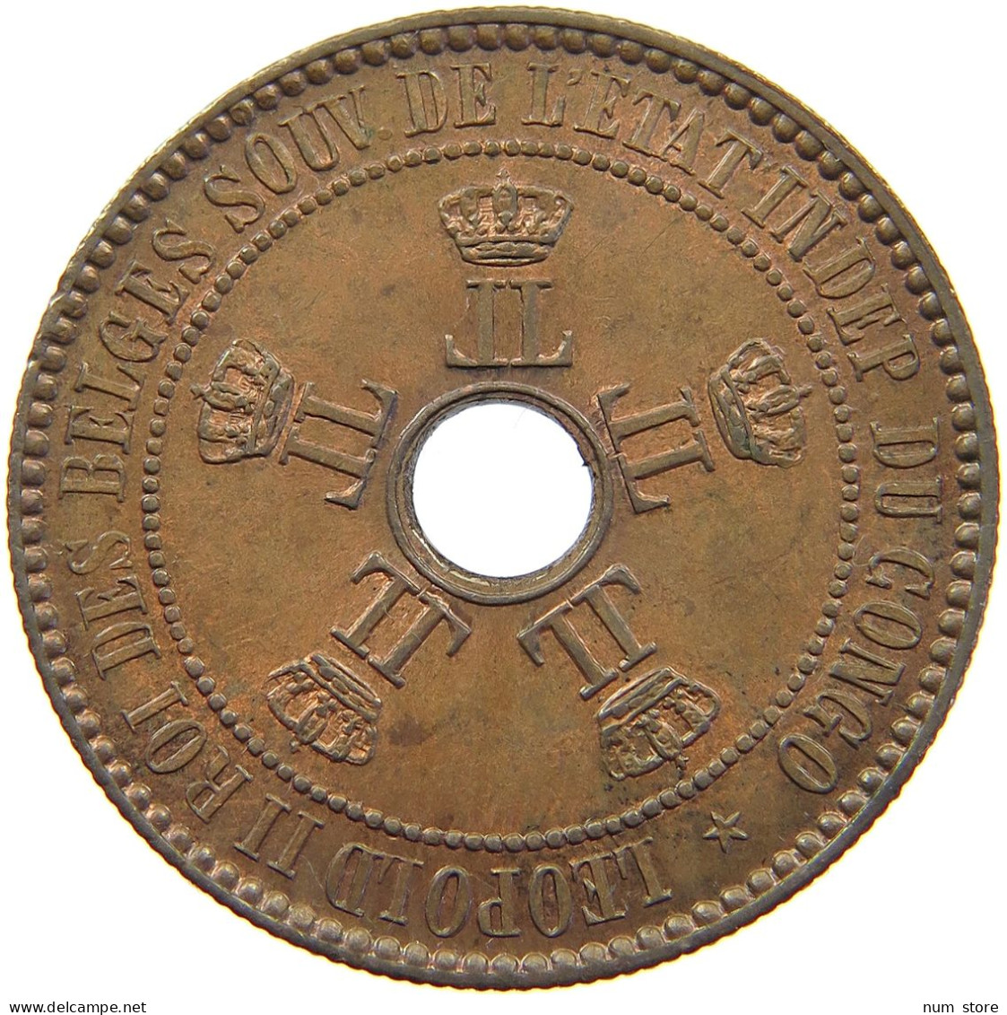 BELGIAN CONGO 5 CENTIMES 1888  #t077 0511 - 1910-1934: Albert I