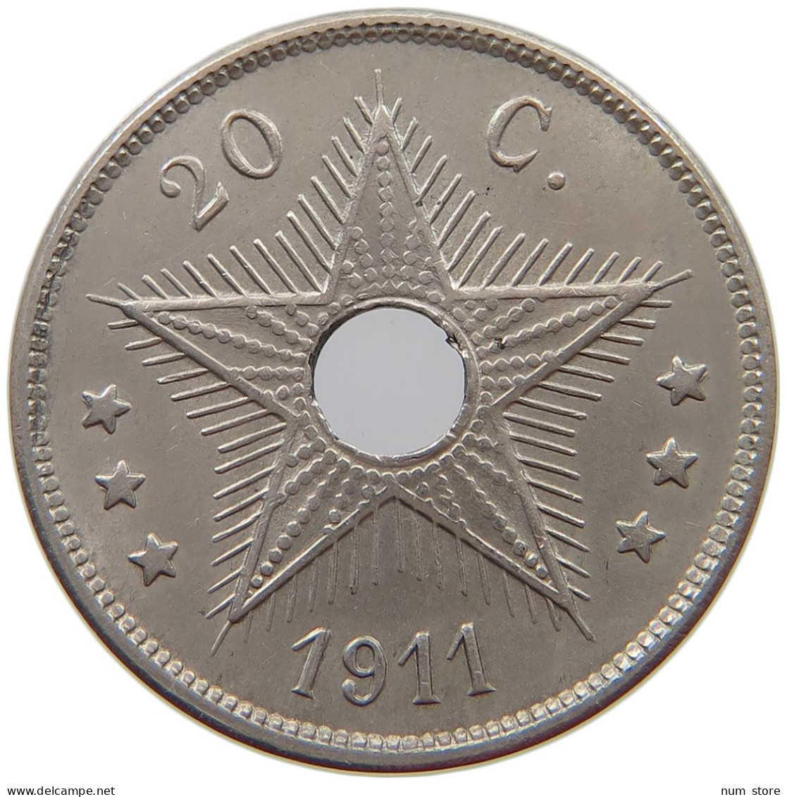 BELGIAN CONGO 20 CENTIMES 1911  #s039 0427 - 1910-1934: Albert I