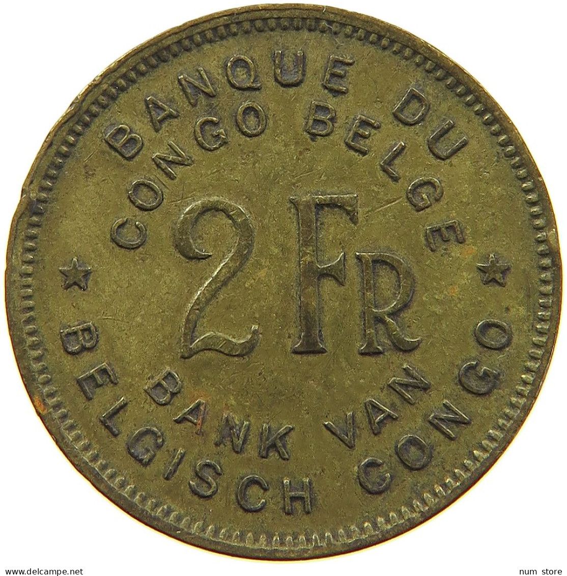 BELGIAN CONGO 2 FRANCS 1947  #s029 0161 - 1945-1951: Régence