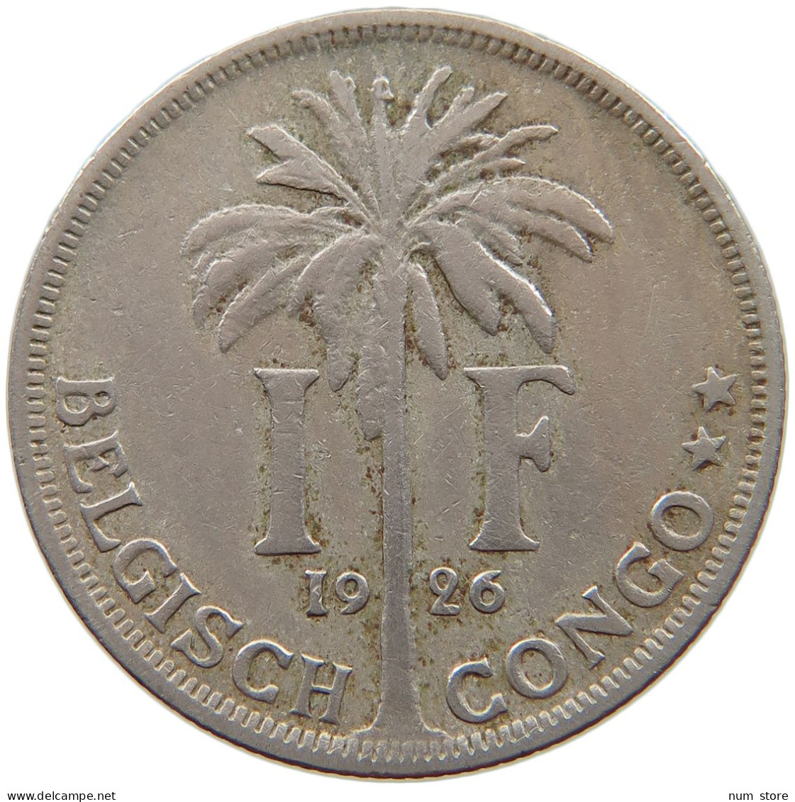 BELGIAN CONGO FRANC 1926  #s039 0275 - 1910-1934: Albert I