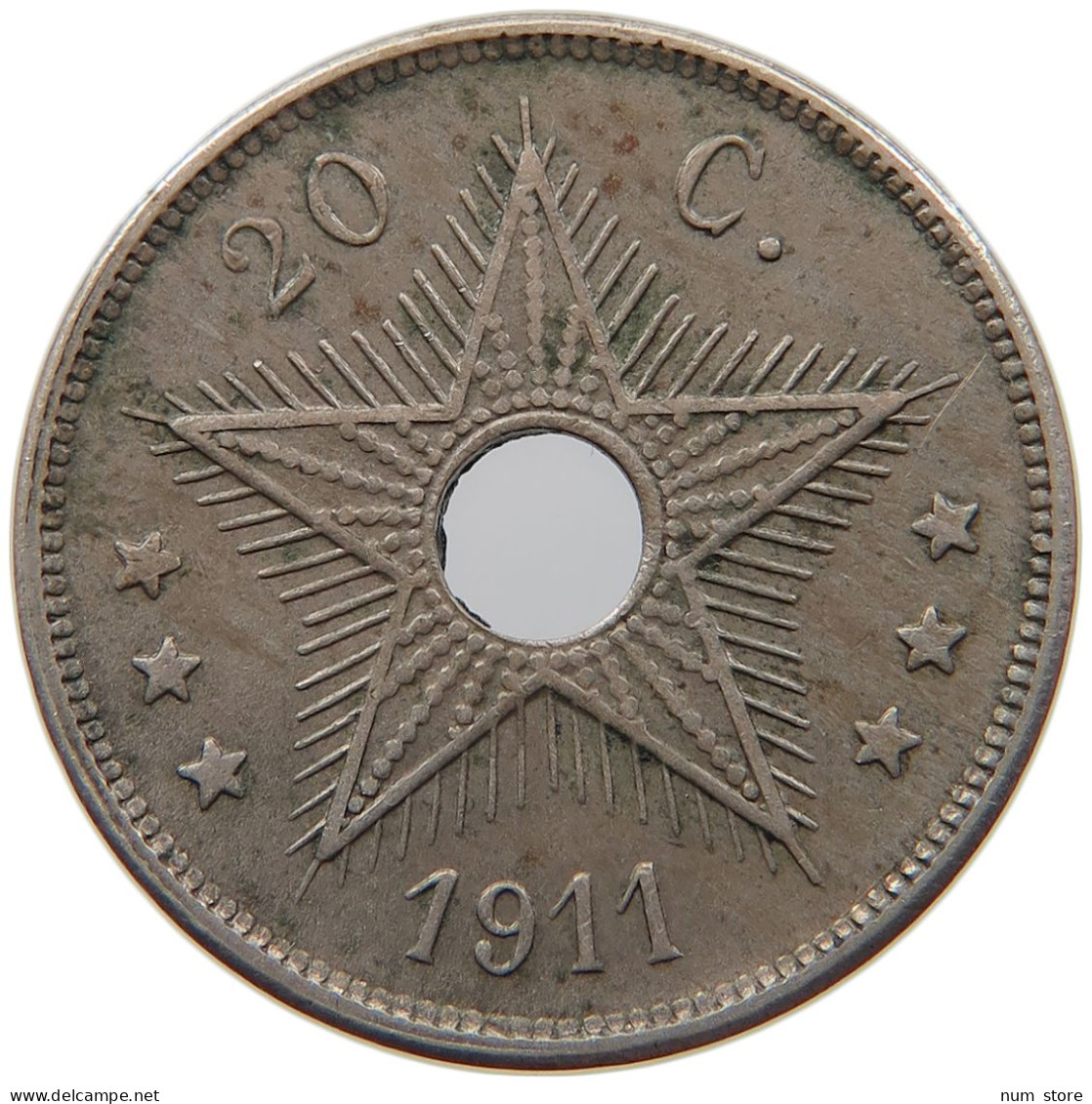 BELGIAN CONGO 20 CENTIMES 1911  #s021 0003 - 1910-1934: Alberto I