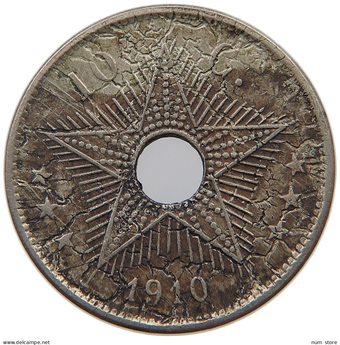 BELGIAN CONGO 10 CENTIMES 1910 PLANCHET ERROR #c071 0157 - 1910-1934: Alberto I