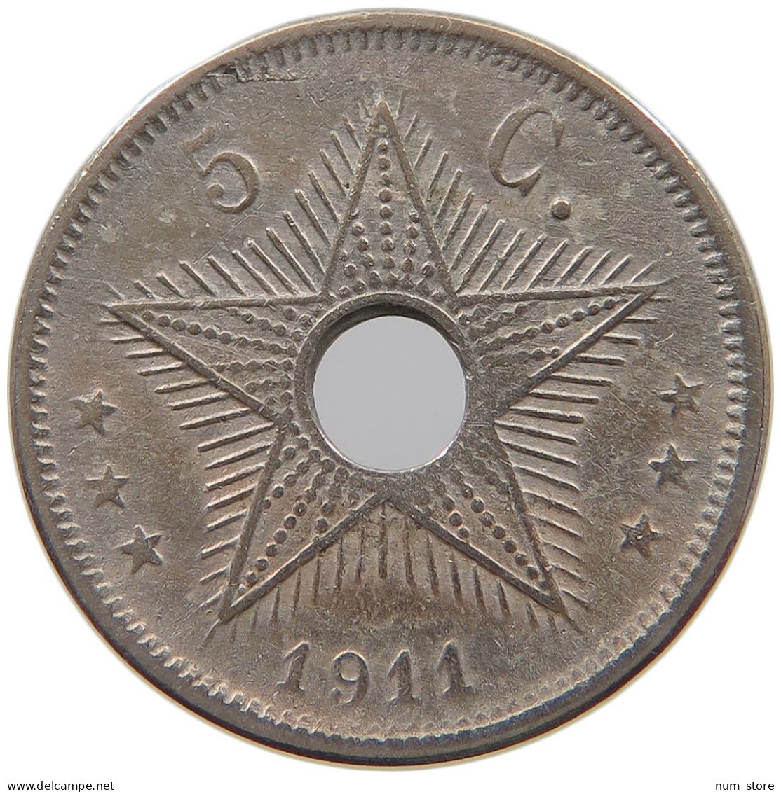 BELGIAN CONGO 5 CENTIMES 1911  #a080 0535 - 1910-1934: Albert I