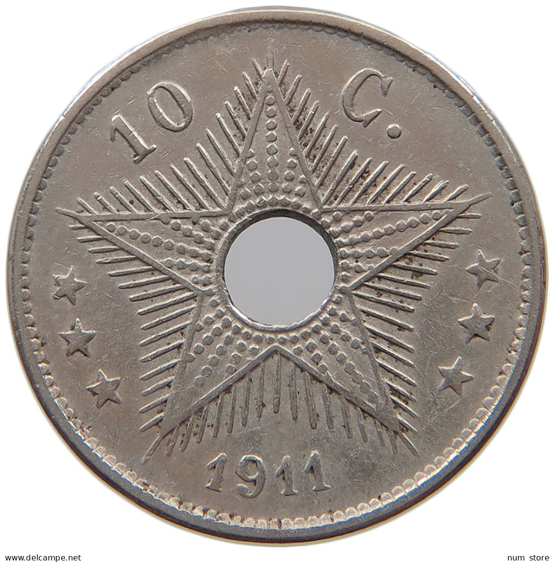 BELGIAN CONGO 10 CENTIMES 1911  #a062 0155 - 1910-1934: Albert I