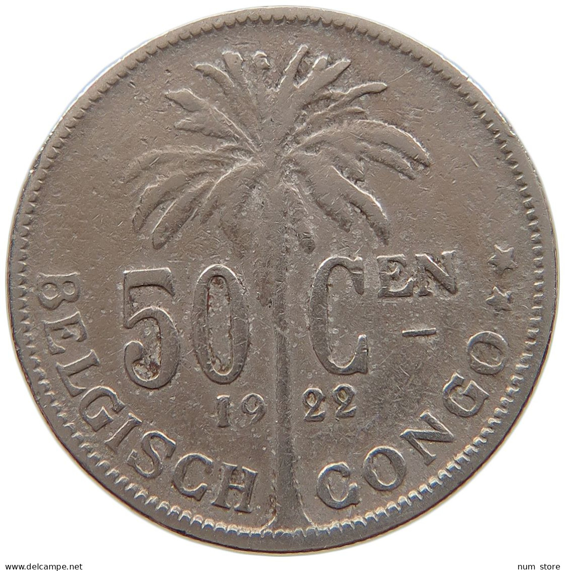 BELGIAN CONGO 50 CENTIMES 1922  #a061 0129 - 1910-1934: Alberto I