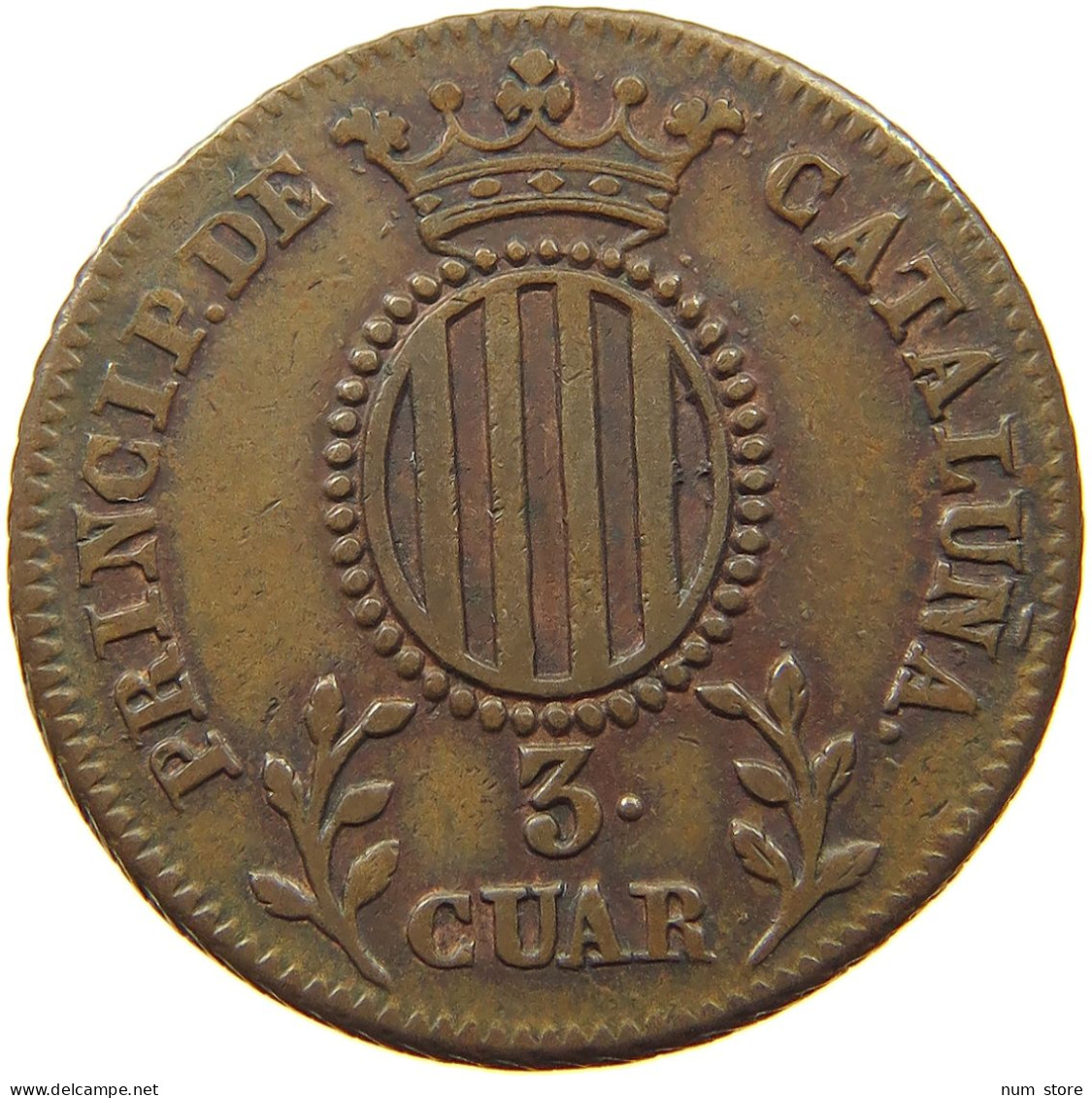 BARCELONA 3 QUARTOS 1837 Isabell II. (1833–1868) #s050 0061 - Münzen Der Provinzen
