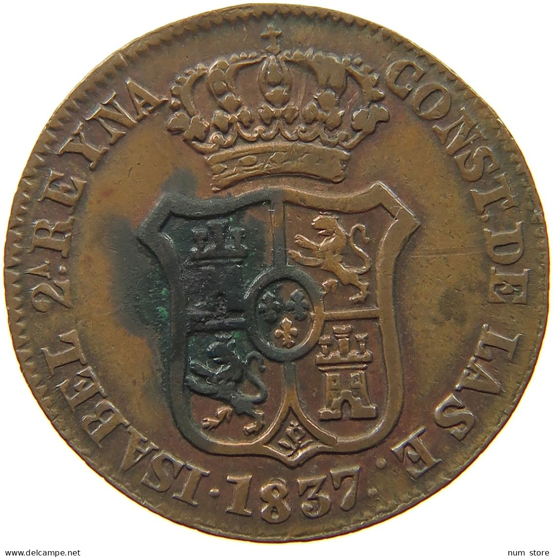 BARCELONA 3 QUARTOS 1837 Isabell II. (1833–1868) #s050 0061 - Provincial Currencies