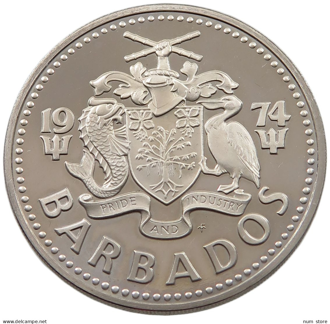 BARBADOS 2 DOLLARS 1974  #alb044 0315 - Barbados