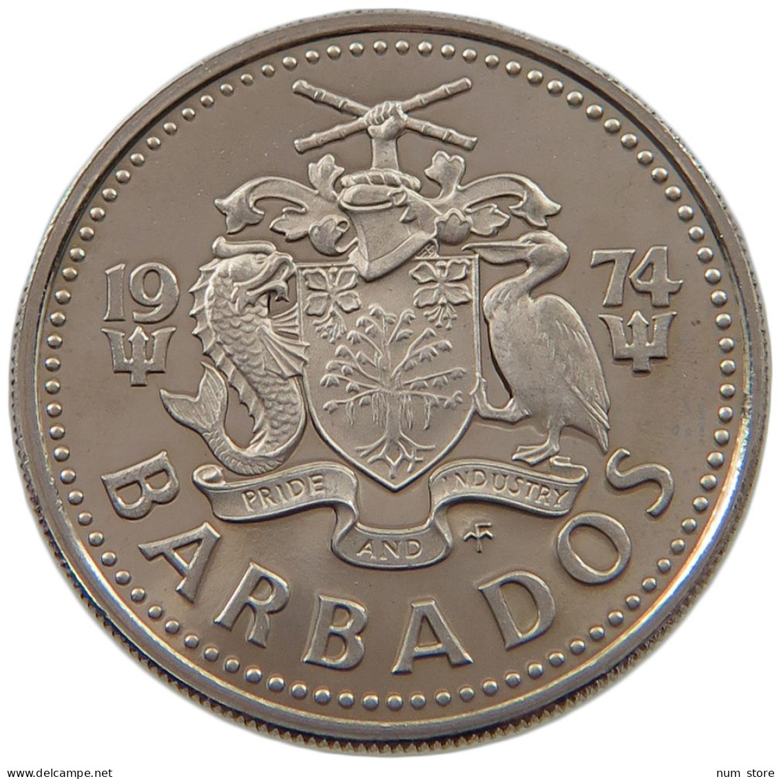 BARBADOS 25 CENTS 1974  #alb022 0505 - Barbados