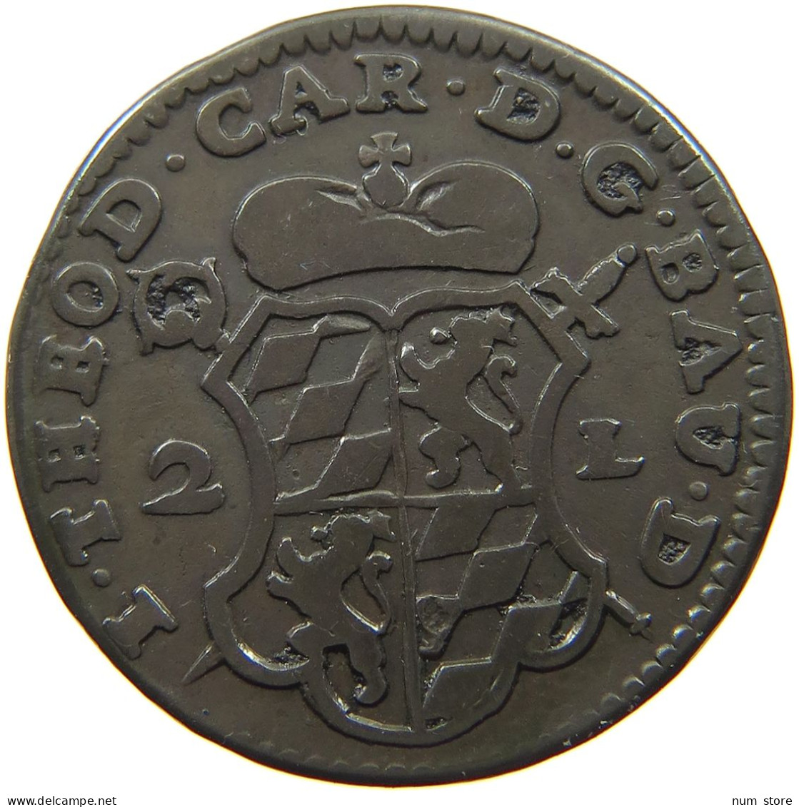 BELGIUM LIEGE 2 LIARDS 1751  #t129 0201 - 975-1795 Principauté De Liège 