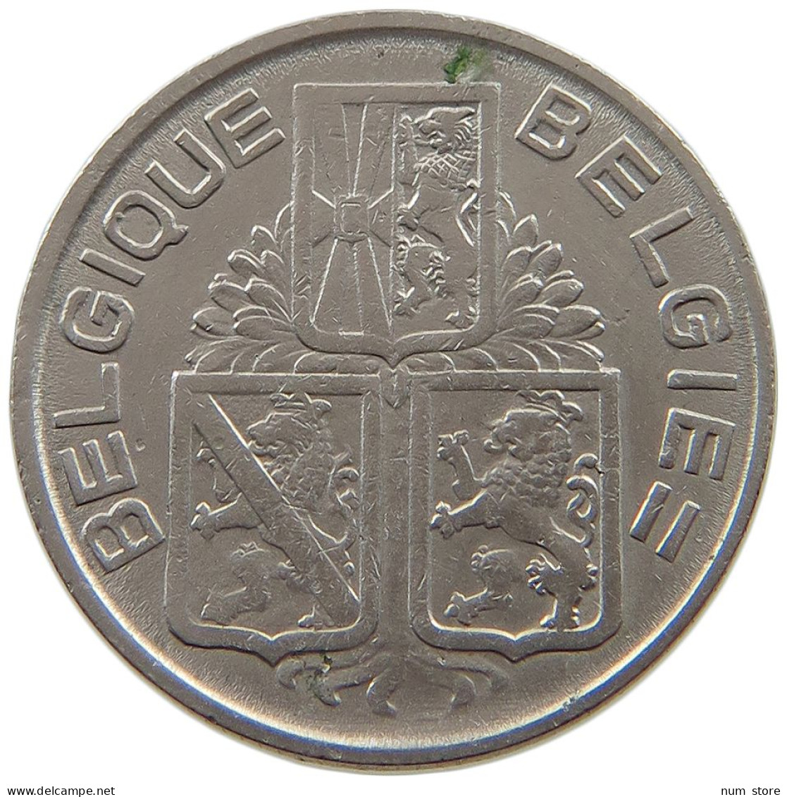 BELGIUM FRANC 1939 MINTING ERROR 1 FRANC 1939 45° DIE ROTATION RIGHT #t065 0249 - 1 Franc