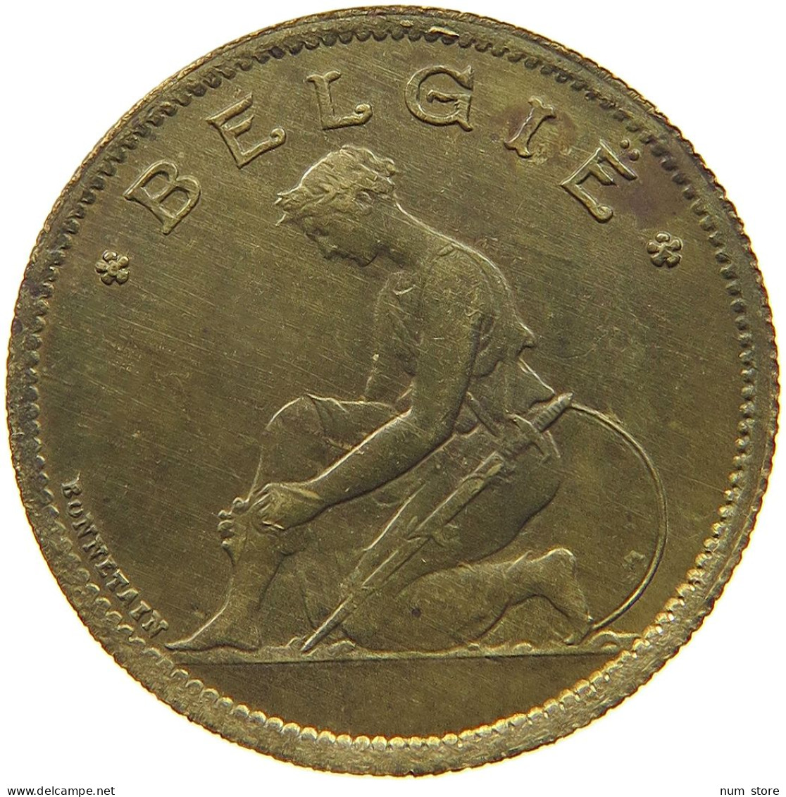 BELGIUM FRANC 1935 FRANC 1935 PATTERN BRONZE Bonnetain RARE #t081 0041 - 1 Frank