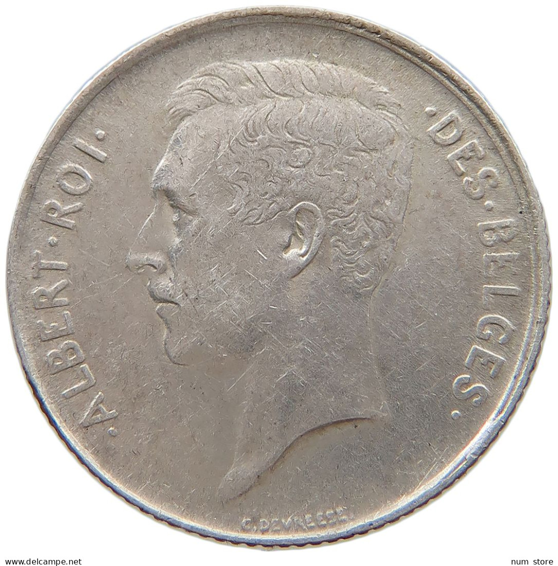 BELGIUM FRANC 1913 Albert I. 1909-1934 #s038 0403 - 1 Franc