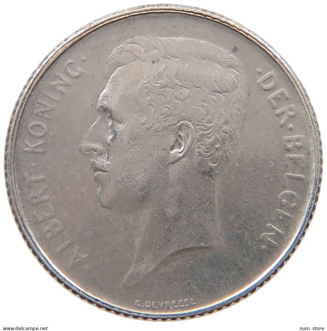 BELGIUM FRANC 1914 Albert I. 1909-1934 #a057 0405 - 1 Franc