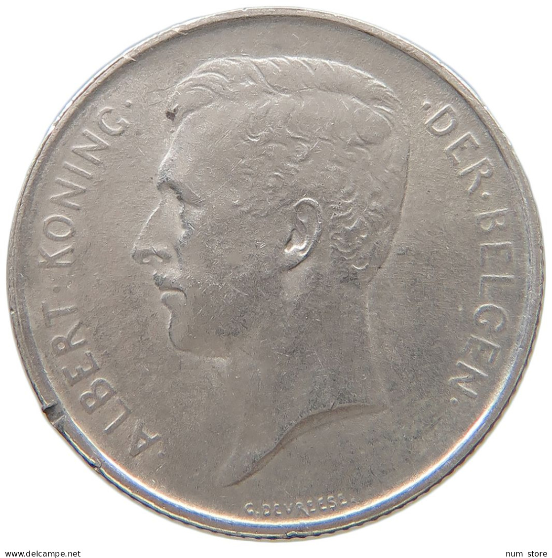 BELGIUM FRANC 1914 Albert I. 1909-1934 #a044 0859 - 1 Franc