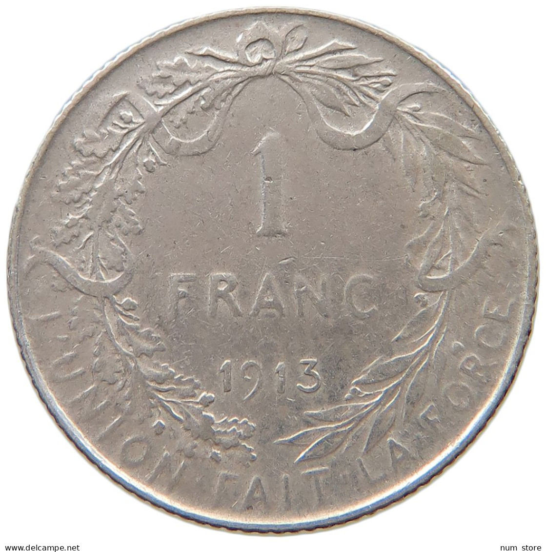 BELGIUM FRANC 1913 Albert I. 1909-1934 #a057 0407 - 1 Frank