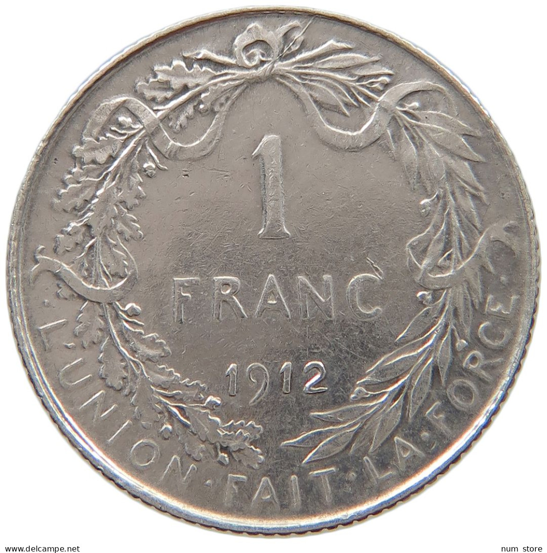 BELGIUM FRANC 1912 Albert I. 1909-1934 #c052 0343 - 1 Franc