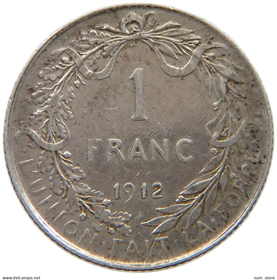 BELGIUM FRANC 1912 Albert I. 1909-1934 #s035 0211 - 1 Franc