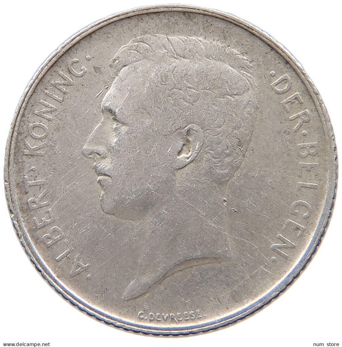 BELGIUM FRANC 1910 Albert I. 1909-1934 #s049 0275 - 1 Franco