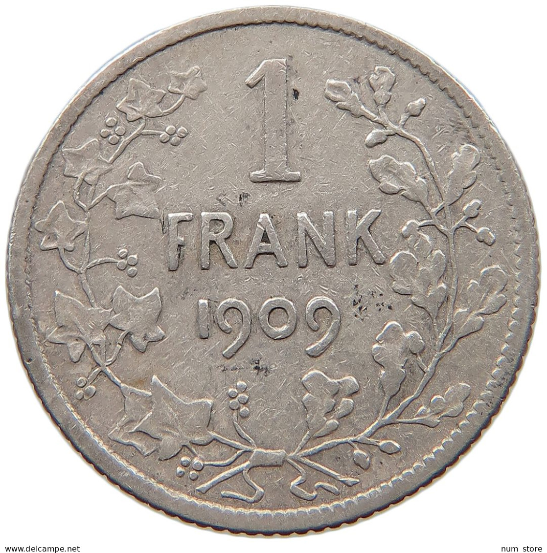 BELGIUM FRANC 1909 Leopold II. 1865-1909 #s027 0277 - 1 Franc