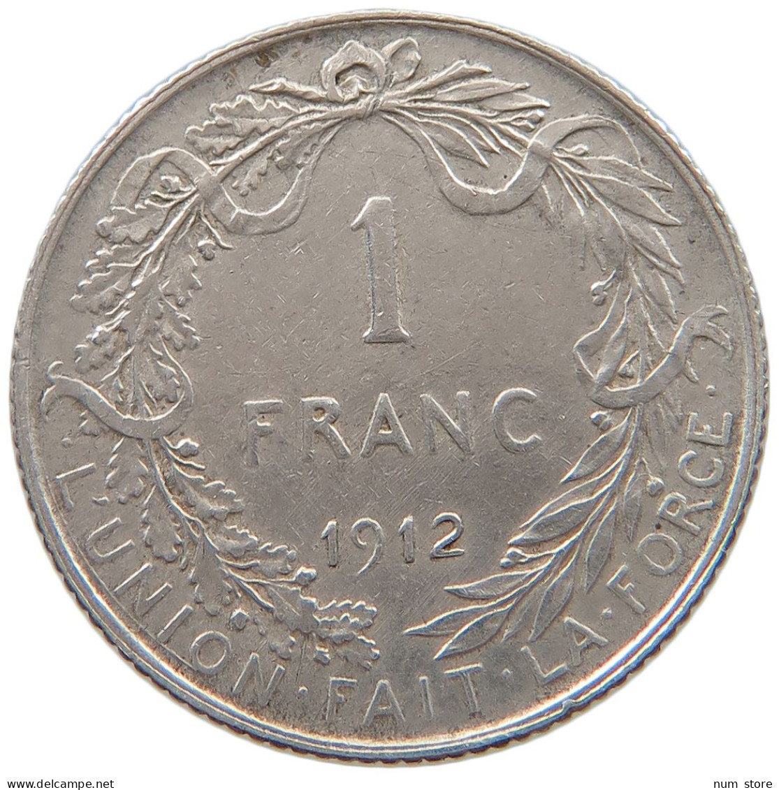 BELGIUM FRANC 1912 Albert I. 1909-1934 #a052 0259 - 1 Franc