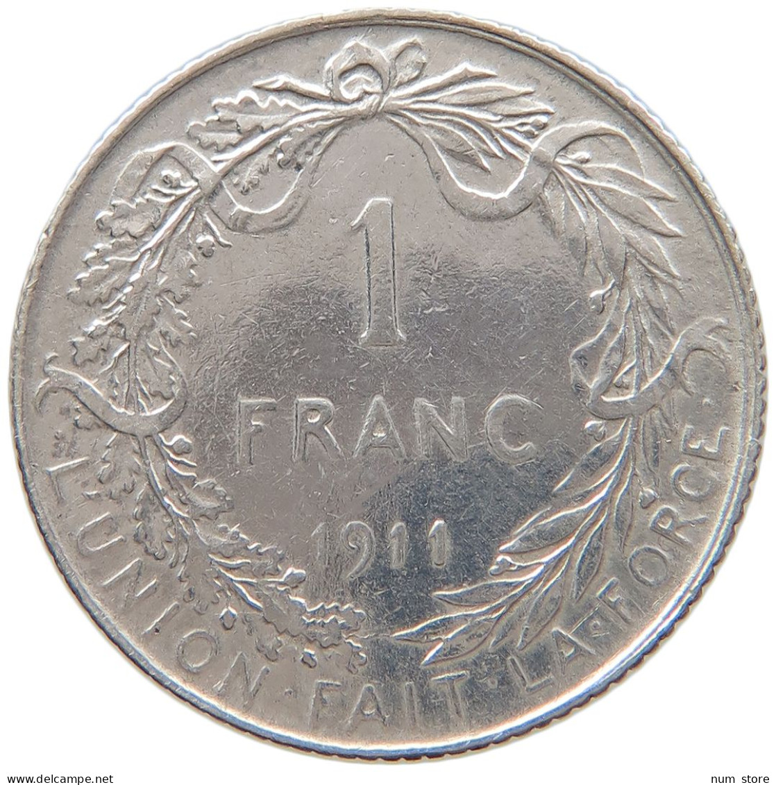 BELGIUM FRANC 1911 Albert I. 1909-1934 #s031 0135 - 1 Frank