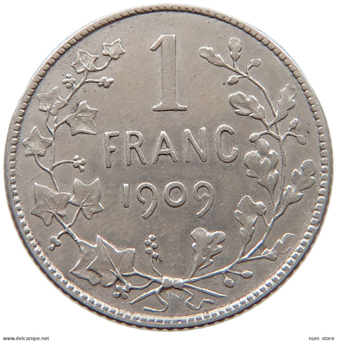 BELGIUM FRANC 1909 Leopold II. 1865-1909 #a081 0589 - 1 Frank