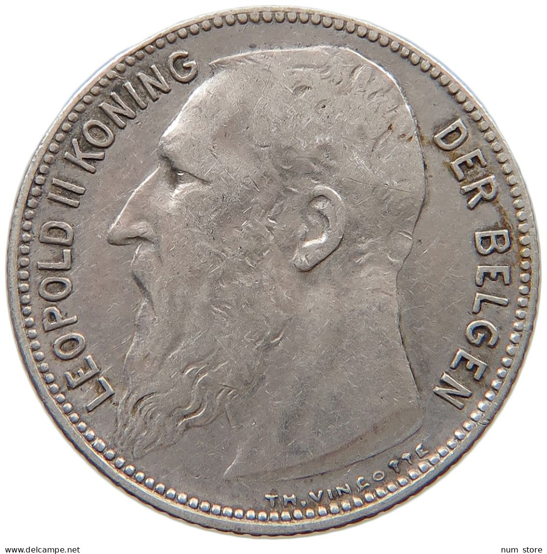 BELGIUM FRANC 1909 Leopold II. 1865-1909 #a081 0587 - 1 Franc