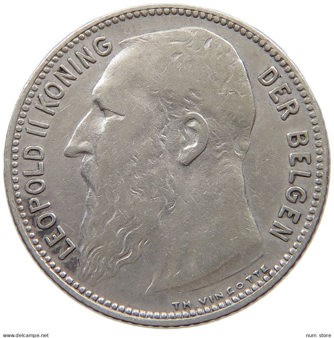 BELGIUM FRANC 1909 Leopold II. 1865-1909 #a069 0127 - 1 Franc