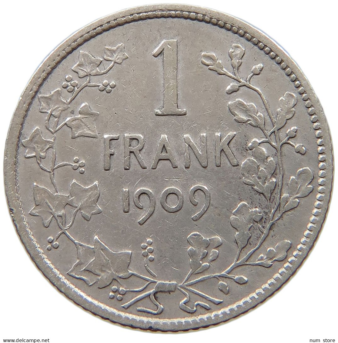 BELGIUM FRANC 1909 Leopold II. 1865-1909 #a069 0127 - 1 Franc
