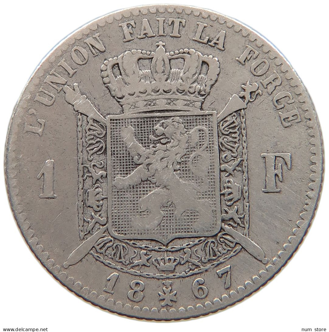 BELGIUM FRANC 1887 Leopold II. 1865-1909 #a044 0635 - 1 Frank