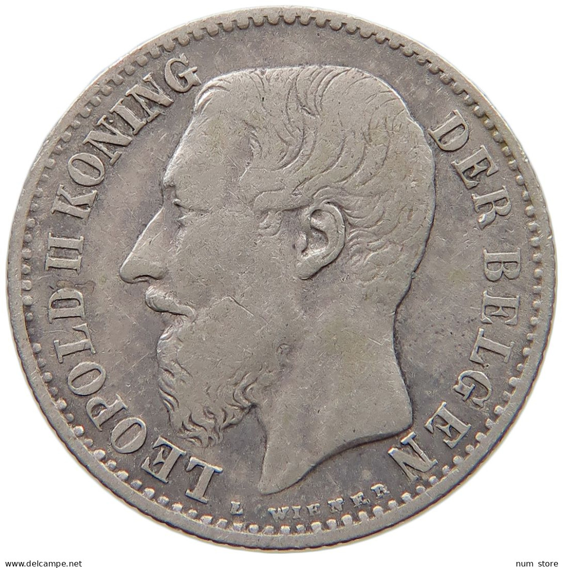 BELGIUM FRANC 1887 Leopold II. 1865-1909 #c049 0071 - 1 Frank