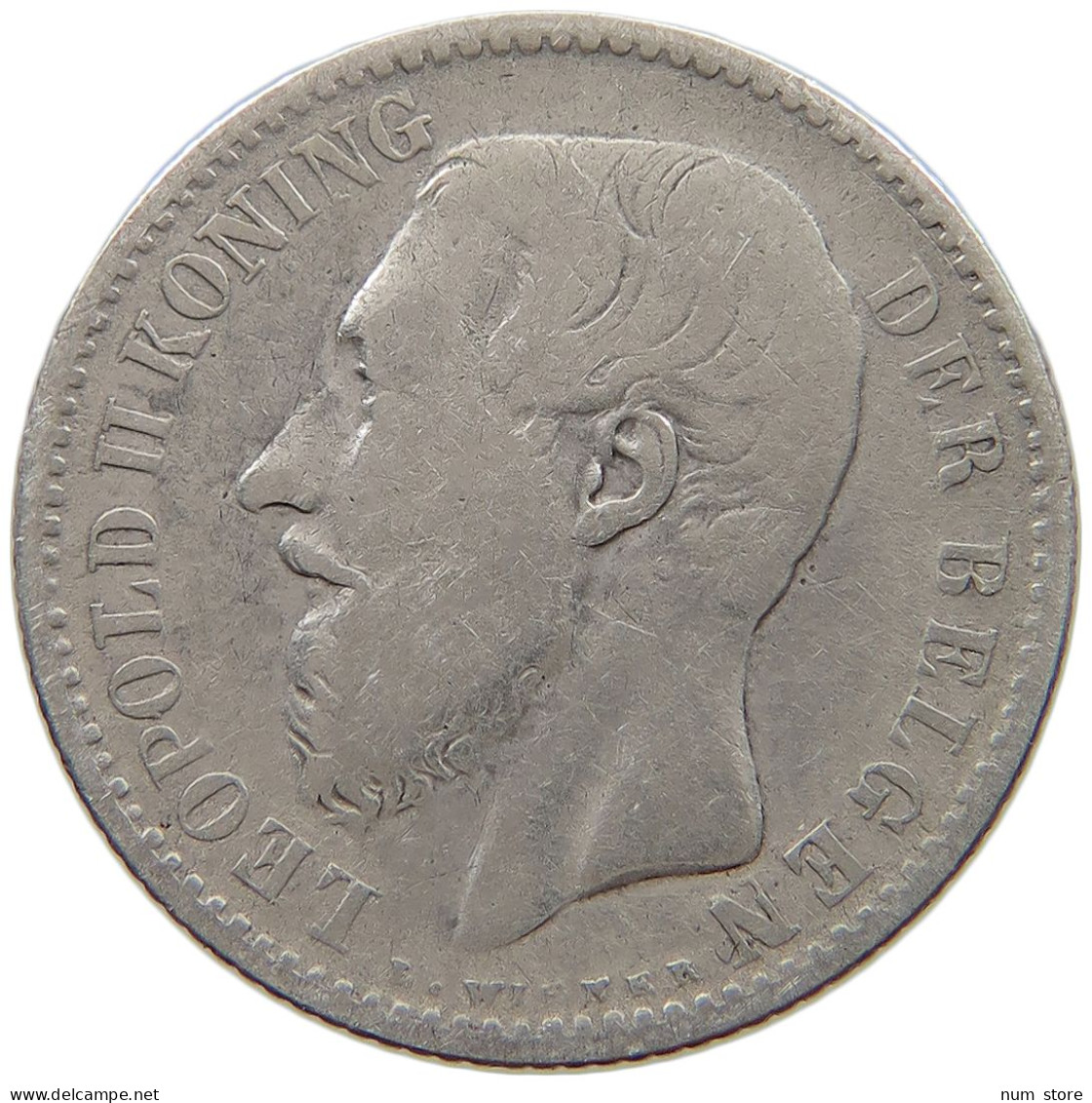 BELGIUM FRANC 1887 Leopold II. 1865-1909 #a091 0077 - 1 Franc