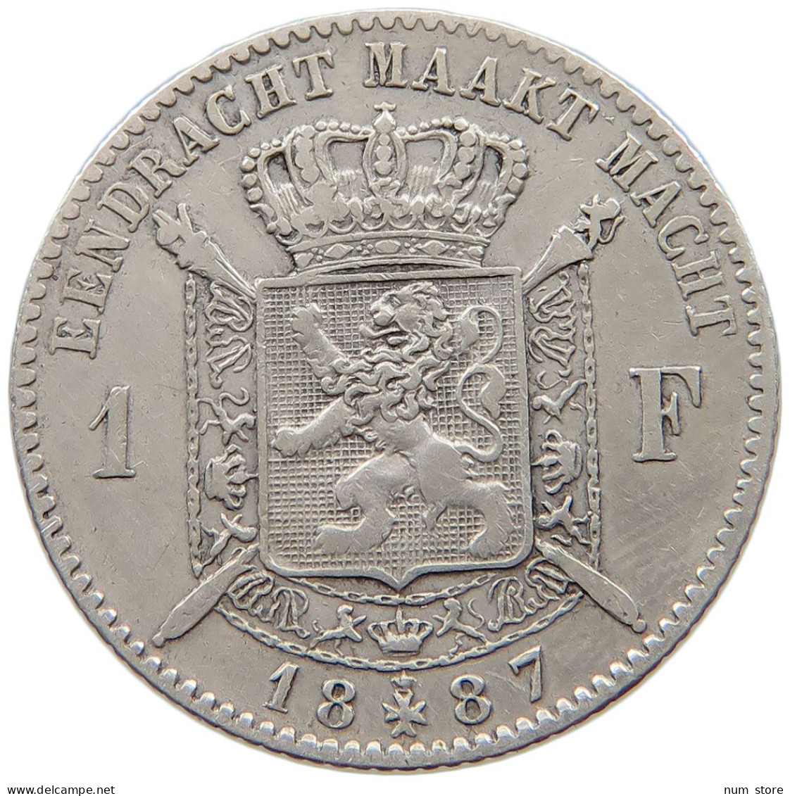 BELGIUM FRANC 1887  #t142 0179 - 1 Franc