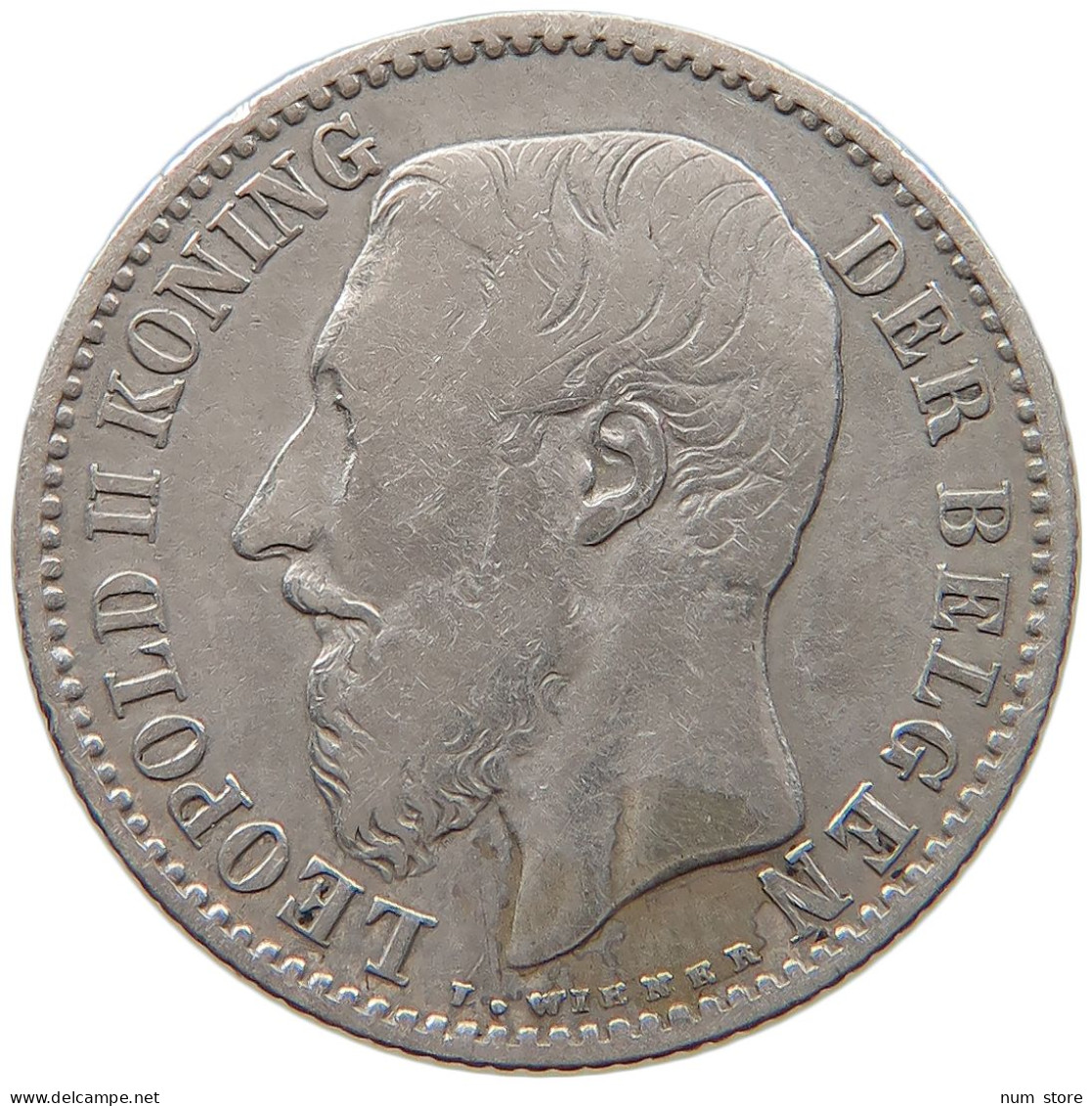 BELGIUM FRANC 1887 Leopold II. 1865-1909 #s027 0281 - 1 Franc