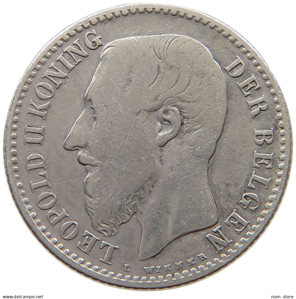 BELGIUM FRANC 1887 Leopold II. 1865-1909 #a069 0115 - 1 Franc