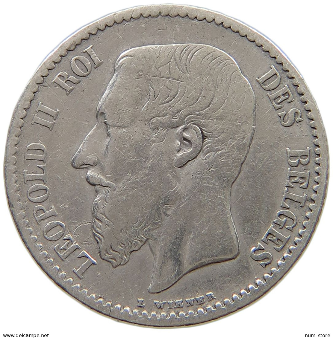 BELGIUM FRANC 1886 Leopold II. 1865-1909 #a069 0117 - 1 Franc