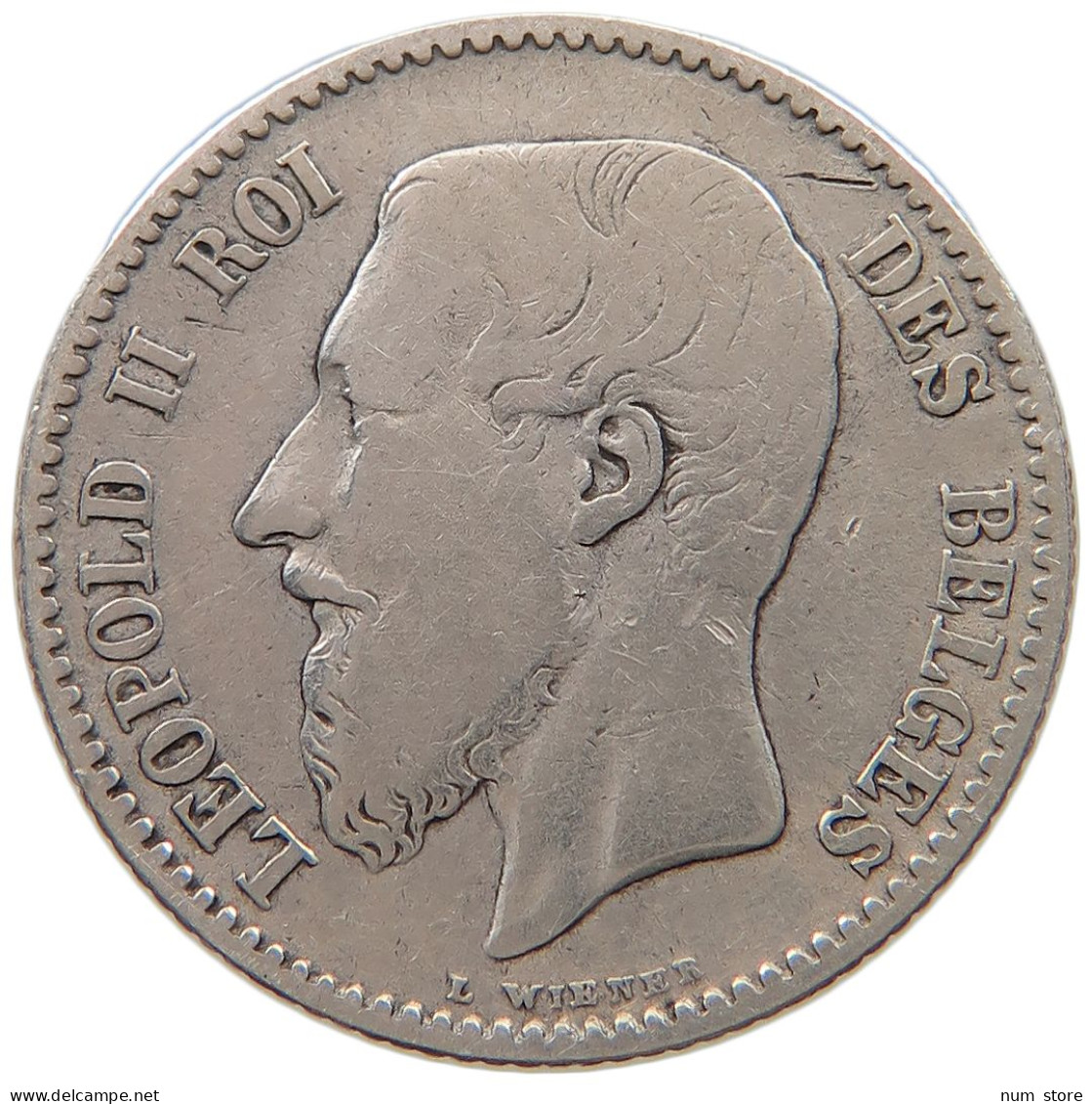 BELGIUM FRANC 1886 Leopold II. 1865-1909 #a044 0633 - 1 Franc