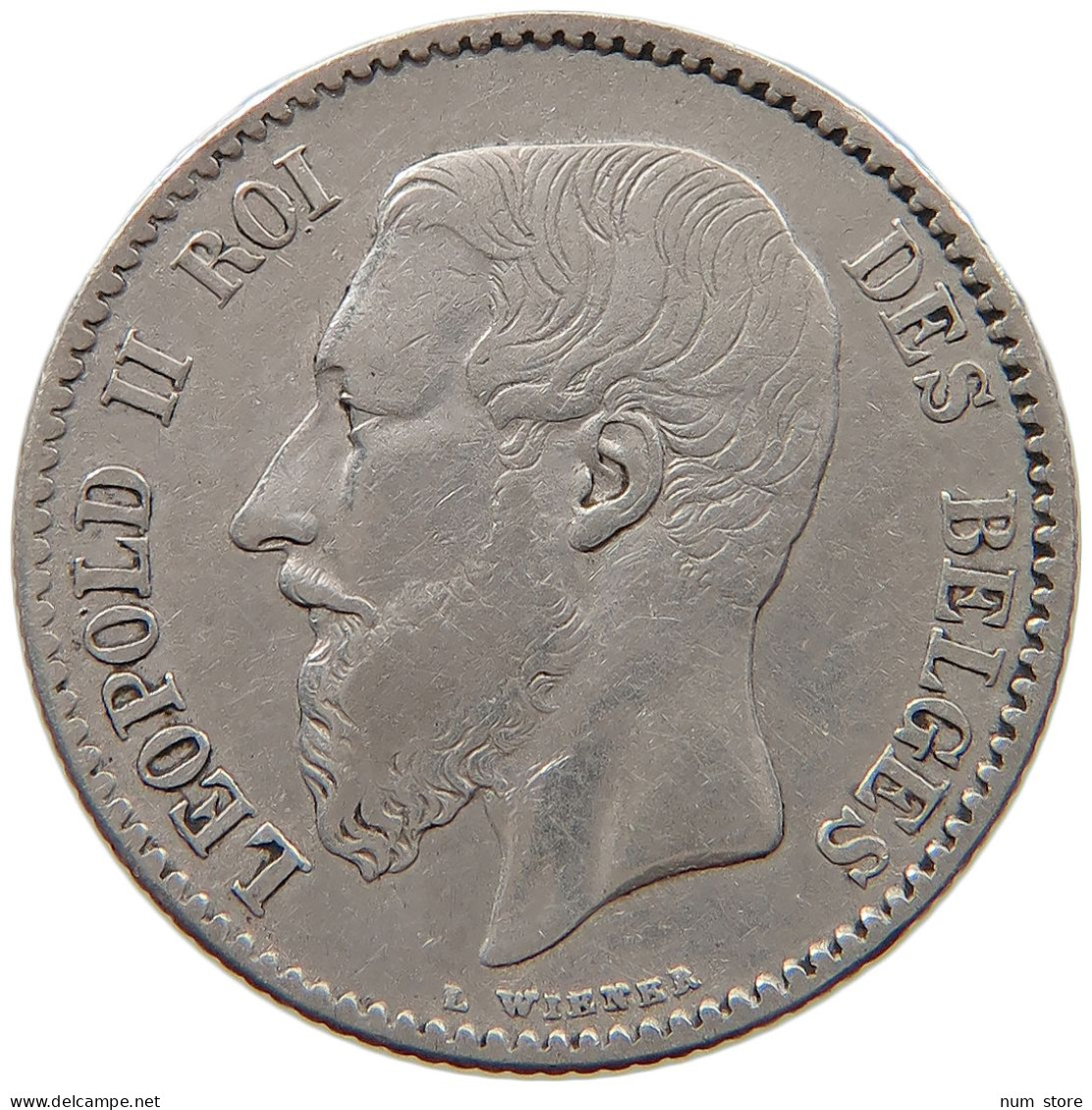 BELGIUM FRANC 1886 Leopold II. 1865-1909 #s027 0283 - 1 Franc