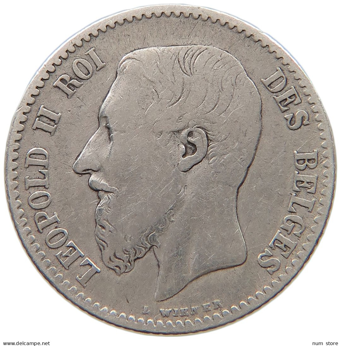 BELGIUM FRANC 1869 Leopold II. 1865-1909 #a044 0855 - 1 Frank