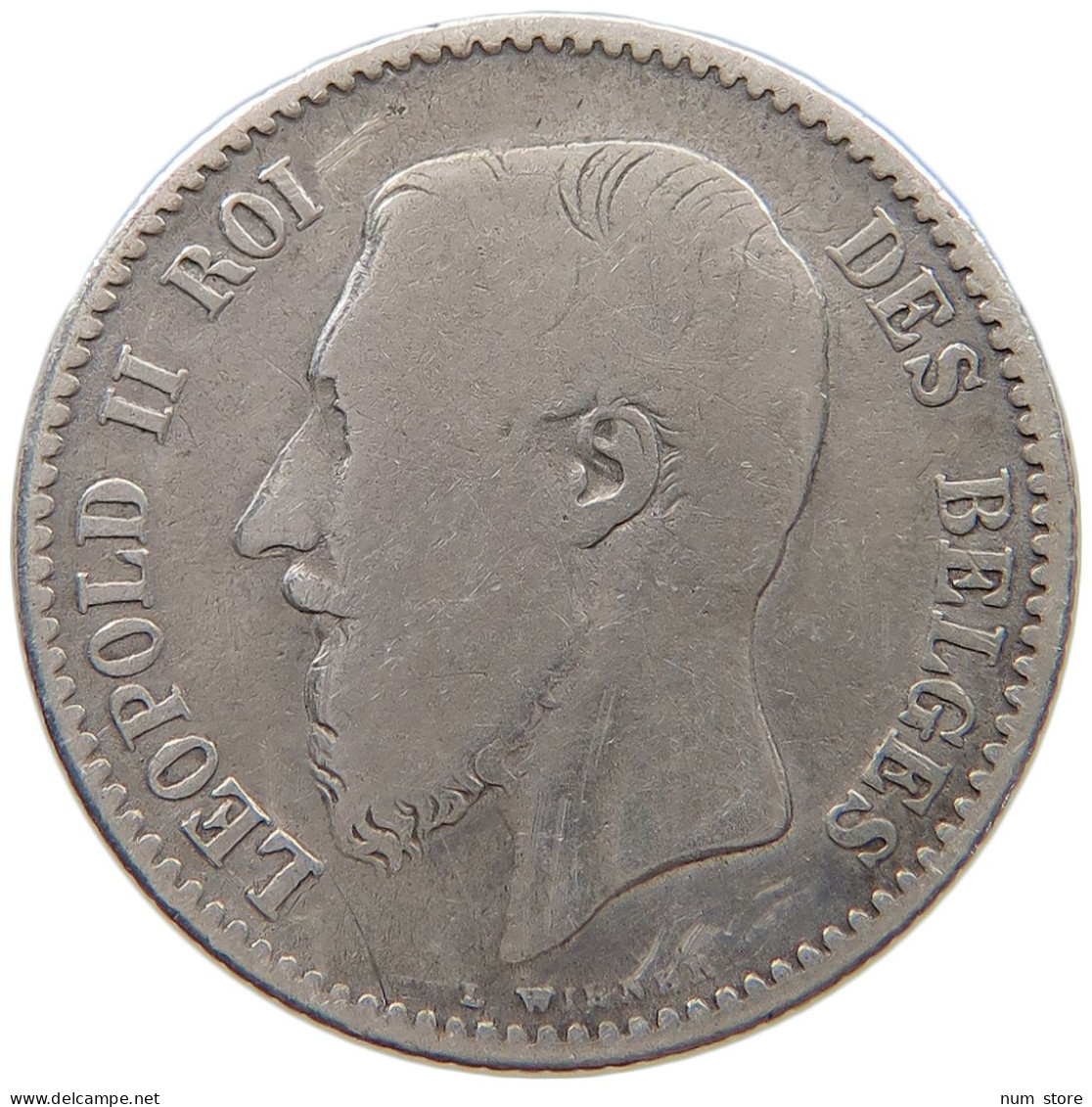 BELGIUM FRANC 1866 Leopold II. 1865-1909 #a064 0113 - 1 Frank