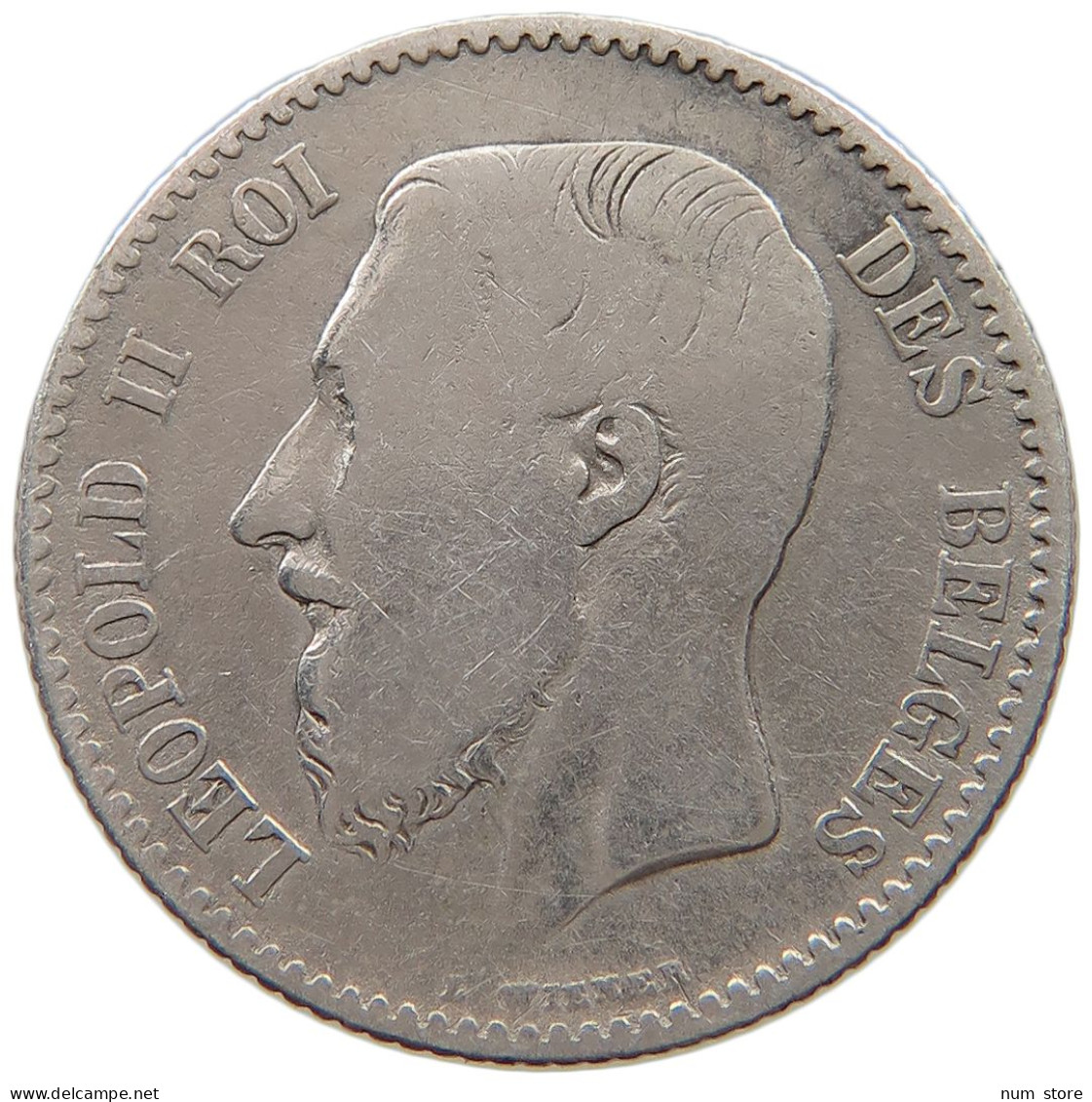 BELGIUM FRANC 1866 Leopold II. 1865-1909 #a044 0853 - 1 Franc