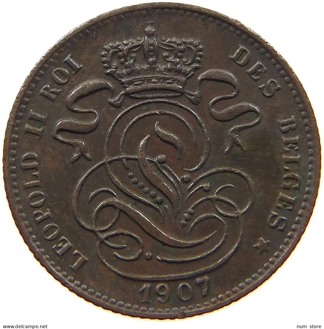 BELGIUM CENTIME 1907 Leopold II. 1865-1909 #c084 0275 - 1 Cent