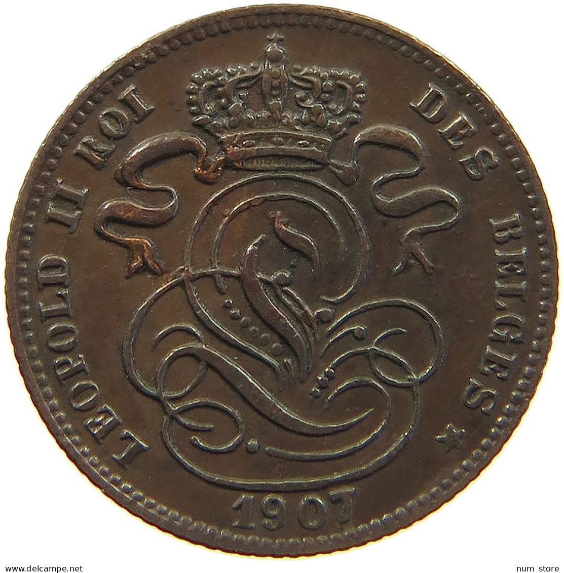 BELGIUM CENTIME 1907 Leopold II. 1865-1909 #c019 0393 - 1 Cent